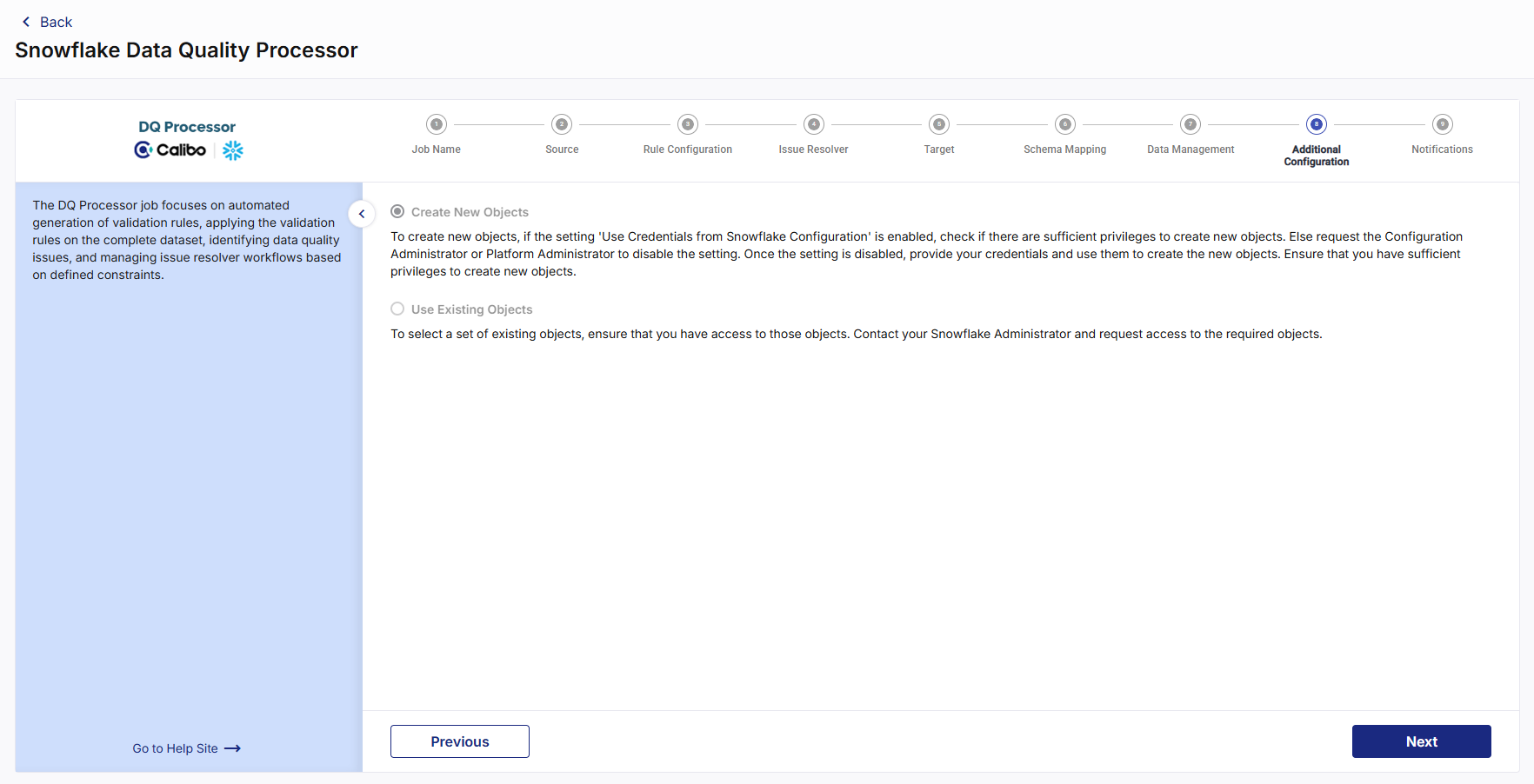 Additional Configuration step of Snowflake DQ job